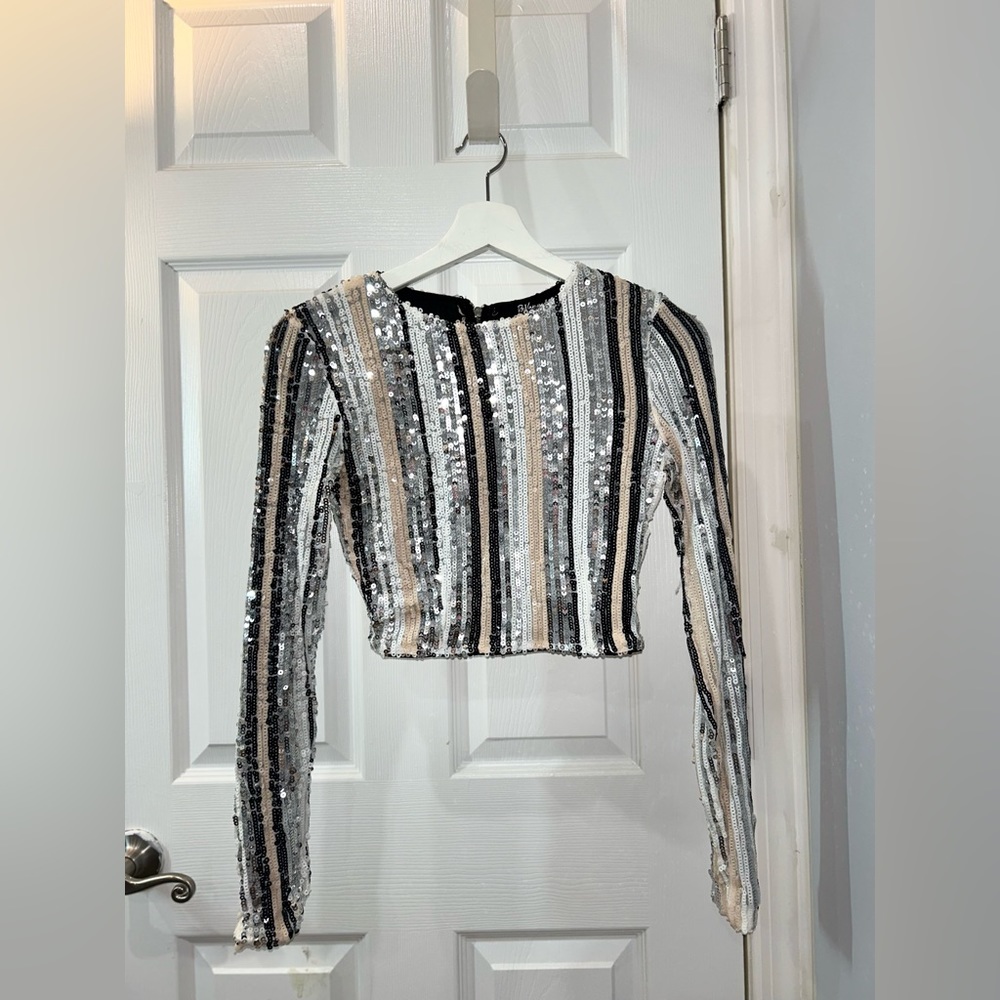 Sequin Cropped Top